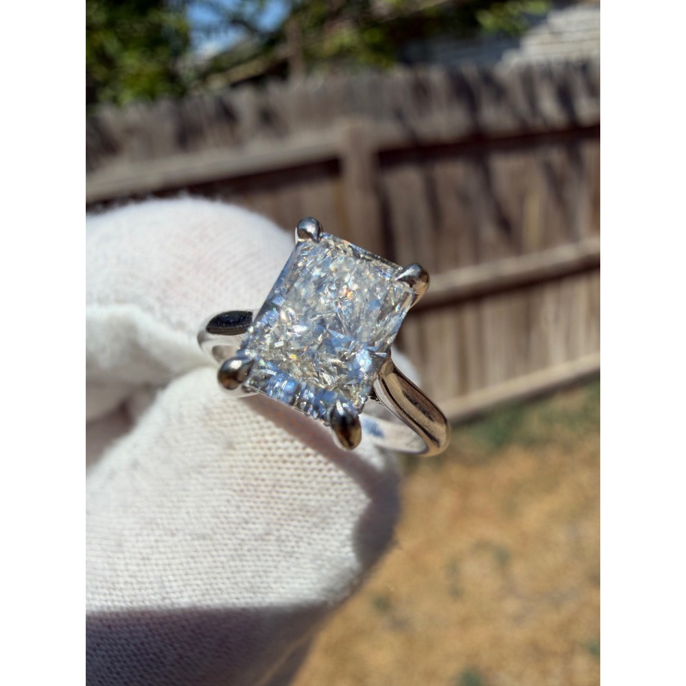 IGI 2.03ct Radiant Lab Diamond Engagement Ring 14K White Gold Brilliance Size 6
